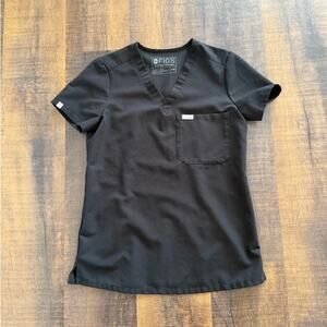 FIGS Catarina One Pocket Scrub Top Black Size XXS